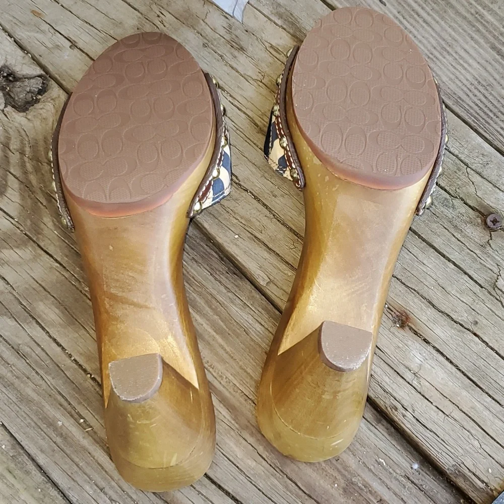 Coach Allissa Wooden Denim Patchwork Kitten Heel Size 7 - Picture 11 of 12